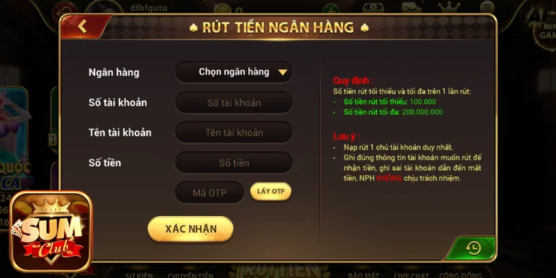Xác nhận giao dịch rút tiền