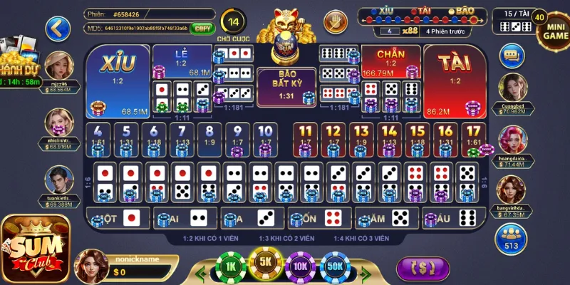 Game Sicbo tài xỉu MD5 Sum club